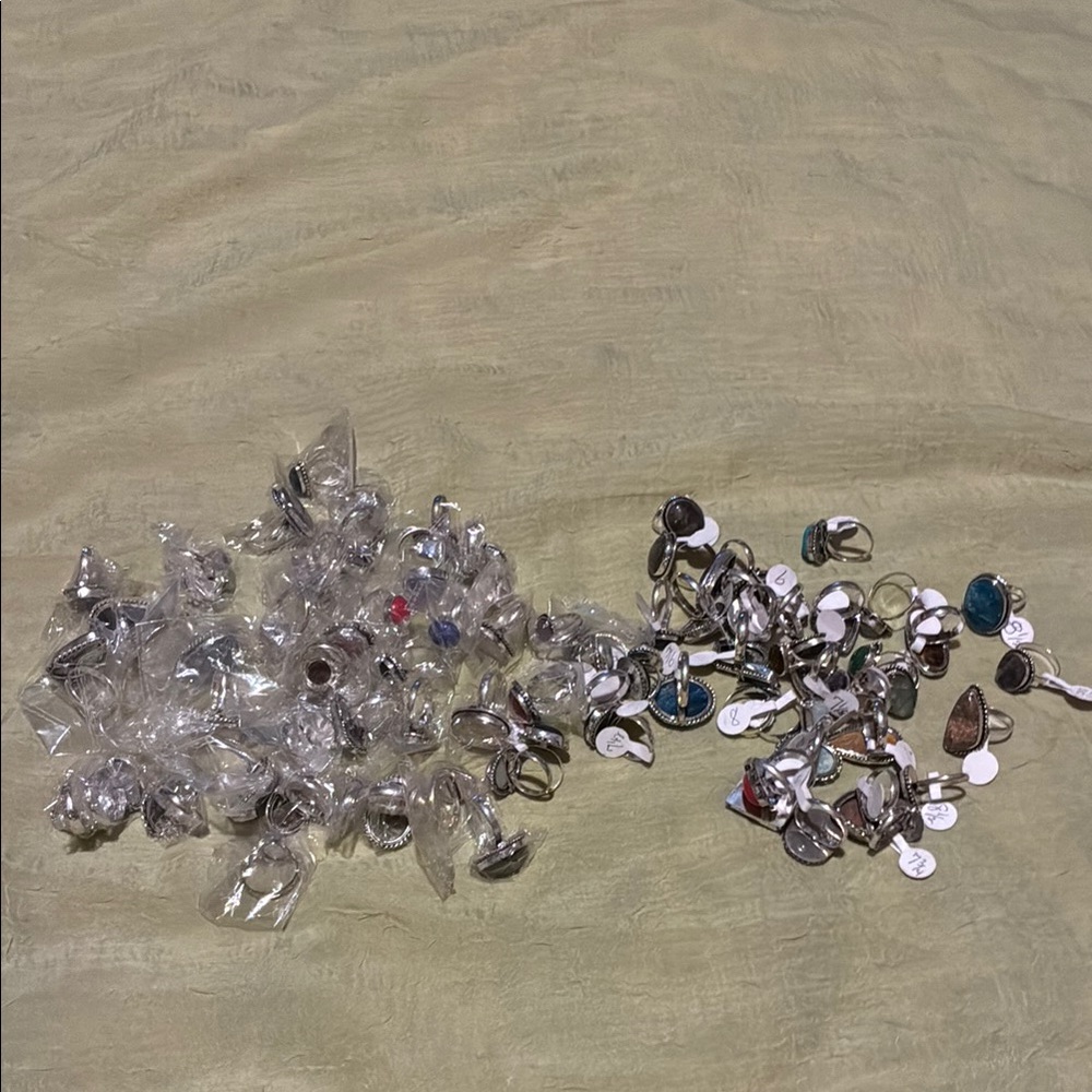 Assorted Silver overlay Rings with Gemstones-assorted sizes